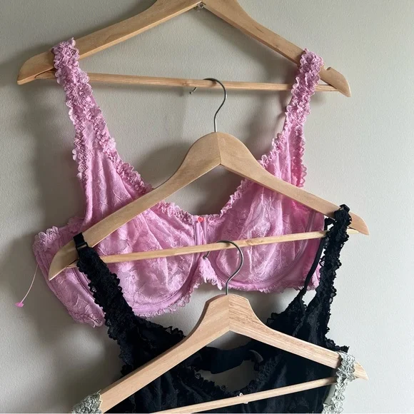 Skims Lace Bras Set Of 3 Size 40D And 38D Green Pink Black Underwire - Picture 2 of 11